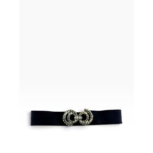 Vintage Motion East Black Cinch Belt Two Tone Rope Buckle Elastic Waist 26in